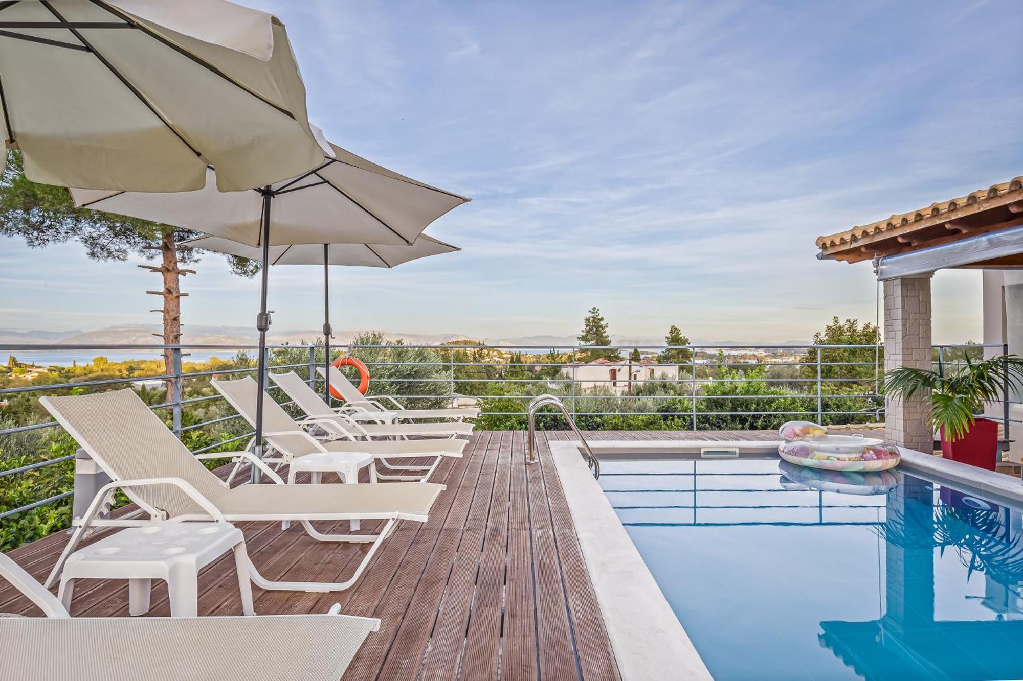 Villa Olivia Corfu - Amazing Sea-View 3 Bedroom Villa With A Pool Gazátika 外观 照片