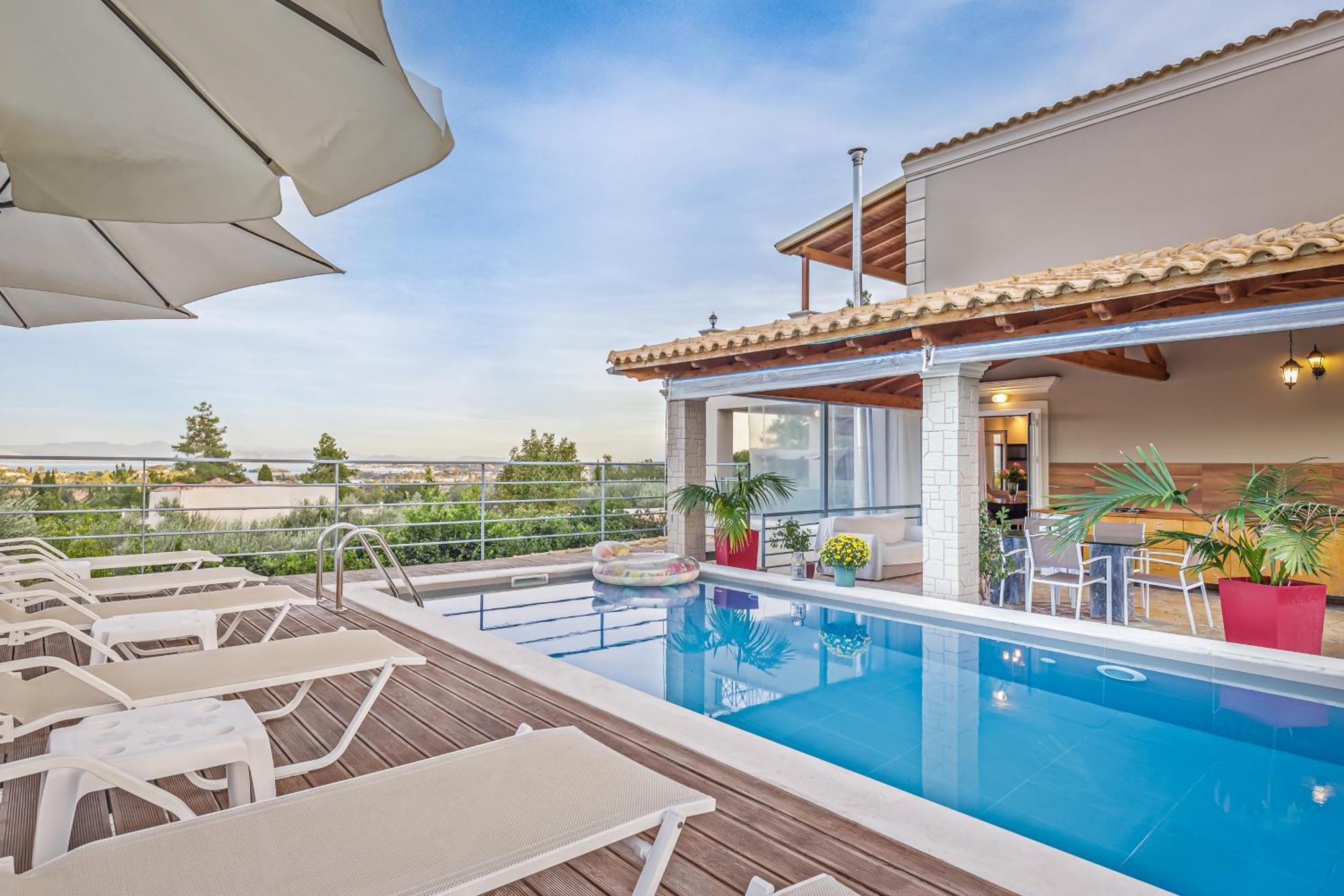 Villa Olivia Corfu - Amazing Sea-View 3 Bedroom Villa With A Pool Gazátika 外观 照片